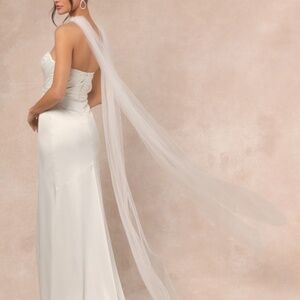 Lulus Cascading Romance White Tulle Veil Scarf - Size One Size